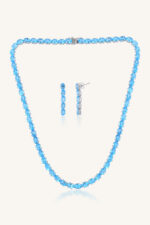 Blue Topaz Necklace Set  in 92.5 Sterling Silver KLSS-40236