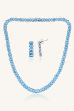 Blue Topaz Necklace Set  in 92.5 Sterling Silver KLSS-40246