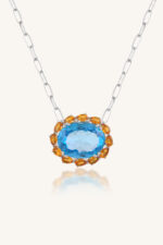 Blue Topaz and Citrine Pendant in 92.5 Sterling Silver KLSP-50599