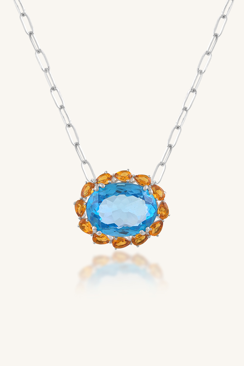 _SKC7333_1 Blue Topaz and Citrine Pendant in 92.5 Sterling Silver KLSP-50599 - Image 1