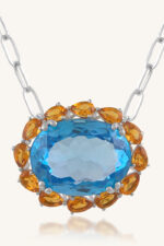 Blue Topaz and Citrine Pendant in 92.5 Sterling Silver KLSP-50599 - Image 4