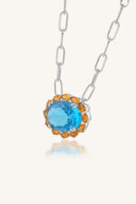 Blue Topaz and Citrine Pendant in 92.5 Sterling Silver KLSP-50599 - Image 2