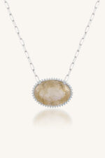 Rutile Quartz and Cz Pendant in 92.5 Sterling Silver KLSP-50627