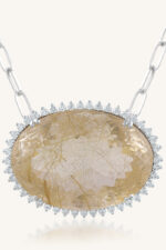 Rutile Quartz and Cz Pendant in 92.5 Sterling Silver KLSP-50627 - Image 4