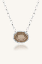Rutile Quartz and Cz Pendant in 92.5 Sterling Silver KLSP-50585