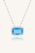 Blue Topaz and Cz Pendant in 92.5 Sterling Silver KLSP-50587