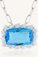 Blue Topaz and Cz Pendant in 92.5 Sterling Silver KLSP-50587 - Image 2
