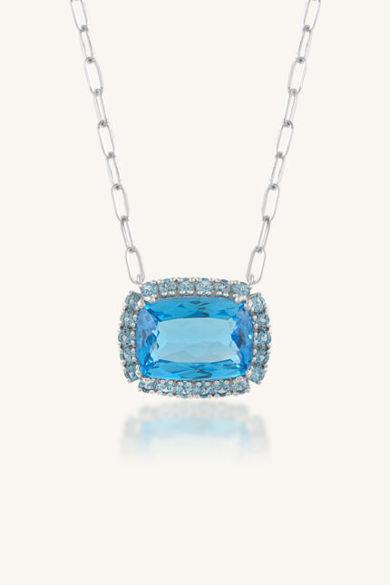 Blue Topaz Pendant in 92.5 Sterling Silver KLSP-50600