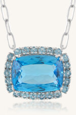 Blue Topaz Pendant in 92.5 Sterling Silver KLSP-50600 - Image 4