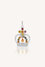 Diamond and Multi Sapphire Pendant in 92.5 Sterling Silver KLSP-50621