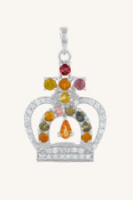 Diamond and Multi Sapphire Pendant in 92.5 Sterling Silver KLSP-50621 - Image 4